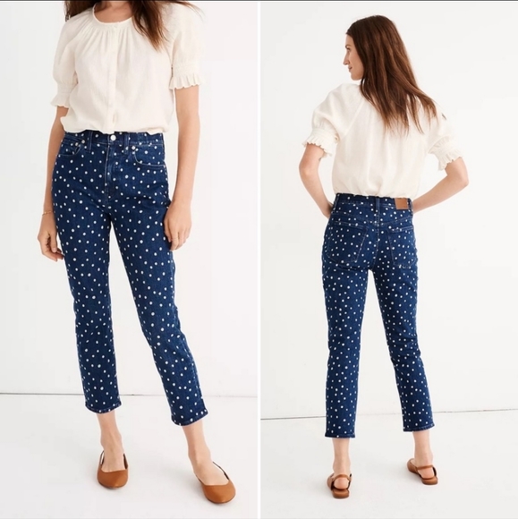 Madewell Highrise Slim Crop Boyjean Bleached Dot, Women’s Size 26, NWT!